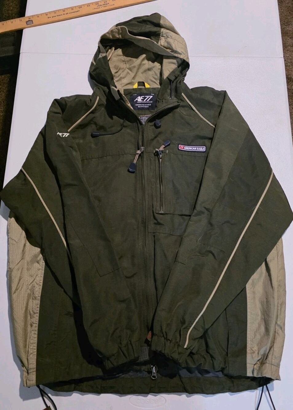 American Eagle AE77 Performance Jacket Mens XL Green Hooded Winter Coat